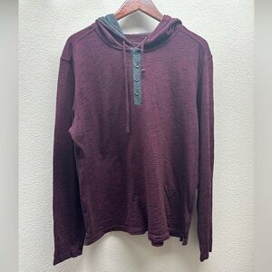 Men's Burgundy Henley Hoodie